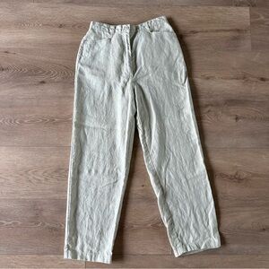 Vintage High Waisted 100% Linen Pants Light Green Sz 6